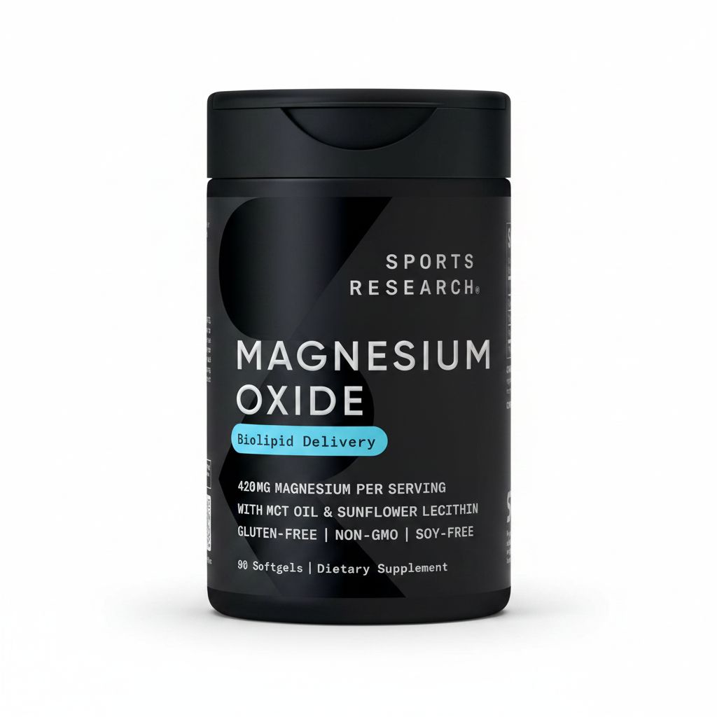Sports Research Magnesium Oxide 420mg with Coconut MCT Oil - Wellness Support Softgels