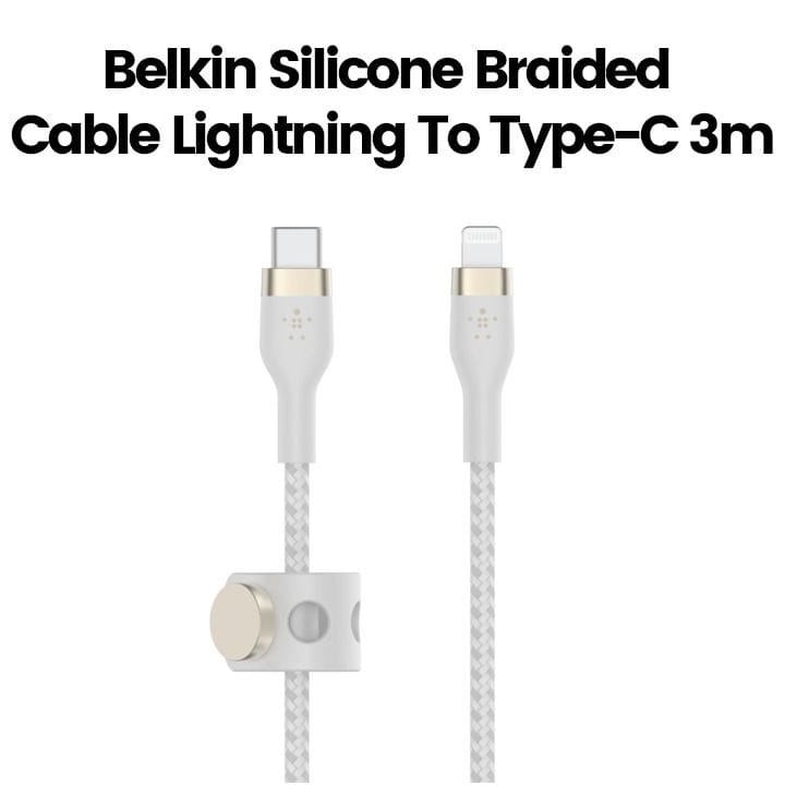 Belkin Silicone Braided Cable Lightning to USB-C 3 m | White | CAA011BT3MWH