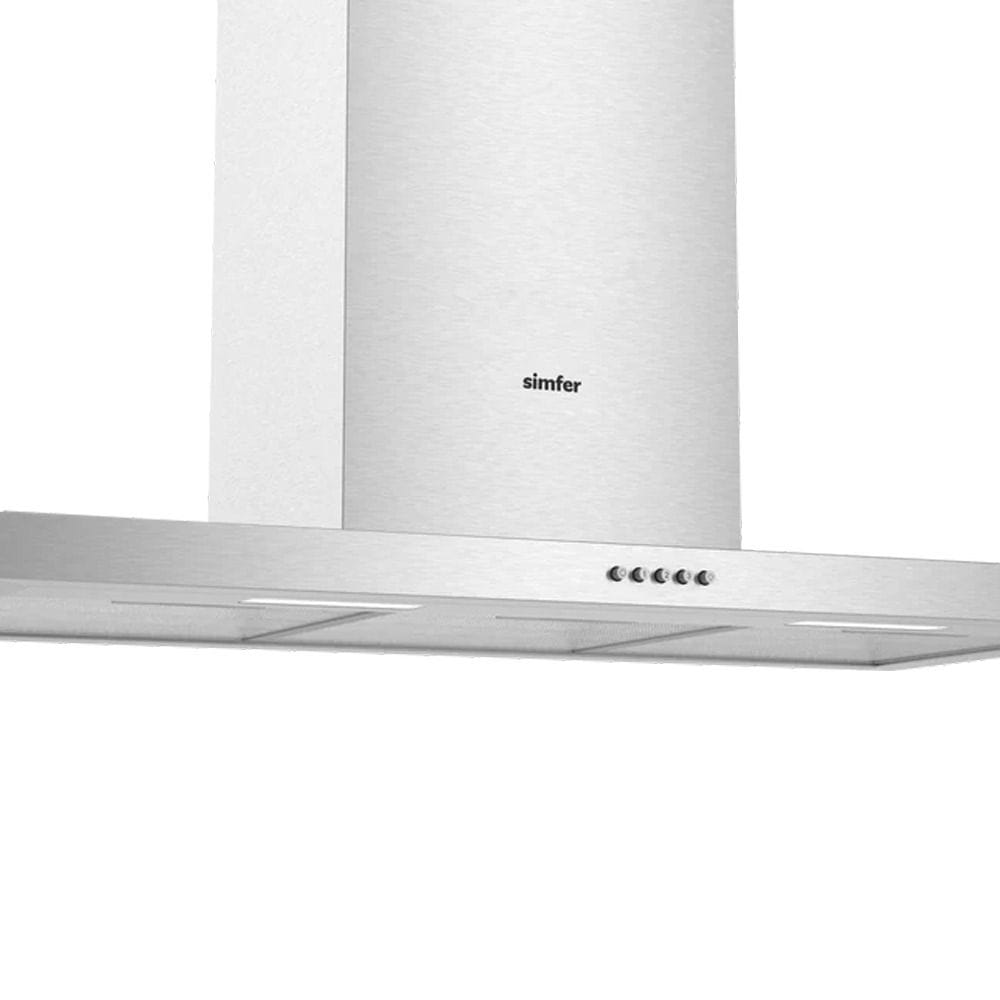Simfer 90cm Wall-Mounted Cooker Hood, 3 Speed Settings, Powerful Kitchen Ventilation, Modern Chimney Design | Silver - SMF8933