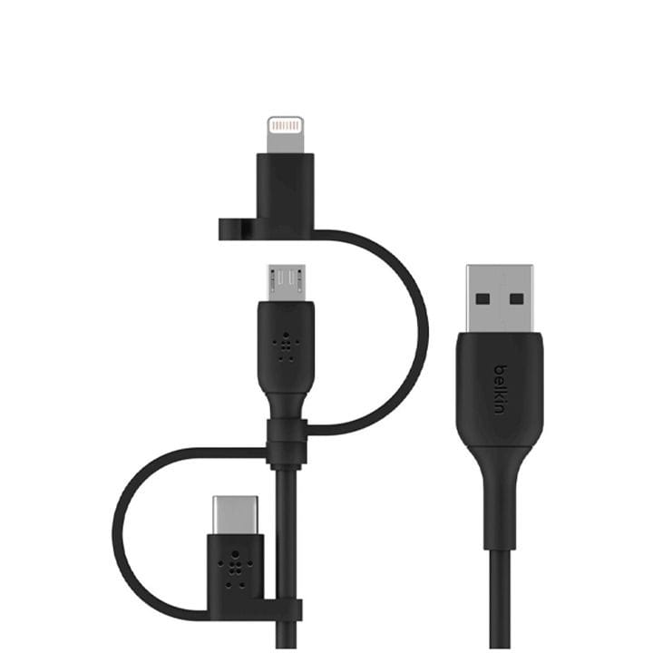 Belkin 3-in-1 Lightning/Micro/USB-C Cable 1.2 m | Black | CAC001BT1MBK