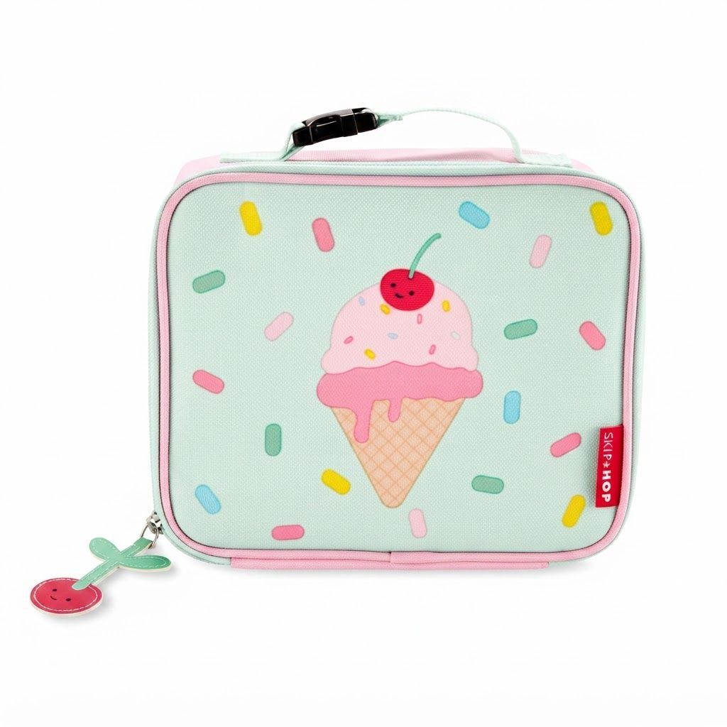 Skip Hop Ice Cream Spark Style Lunch Bag 3+ Years, Insulated Interior For Lasting Freshness, Lightweight Yet Spacious Design - Multicolour