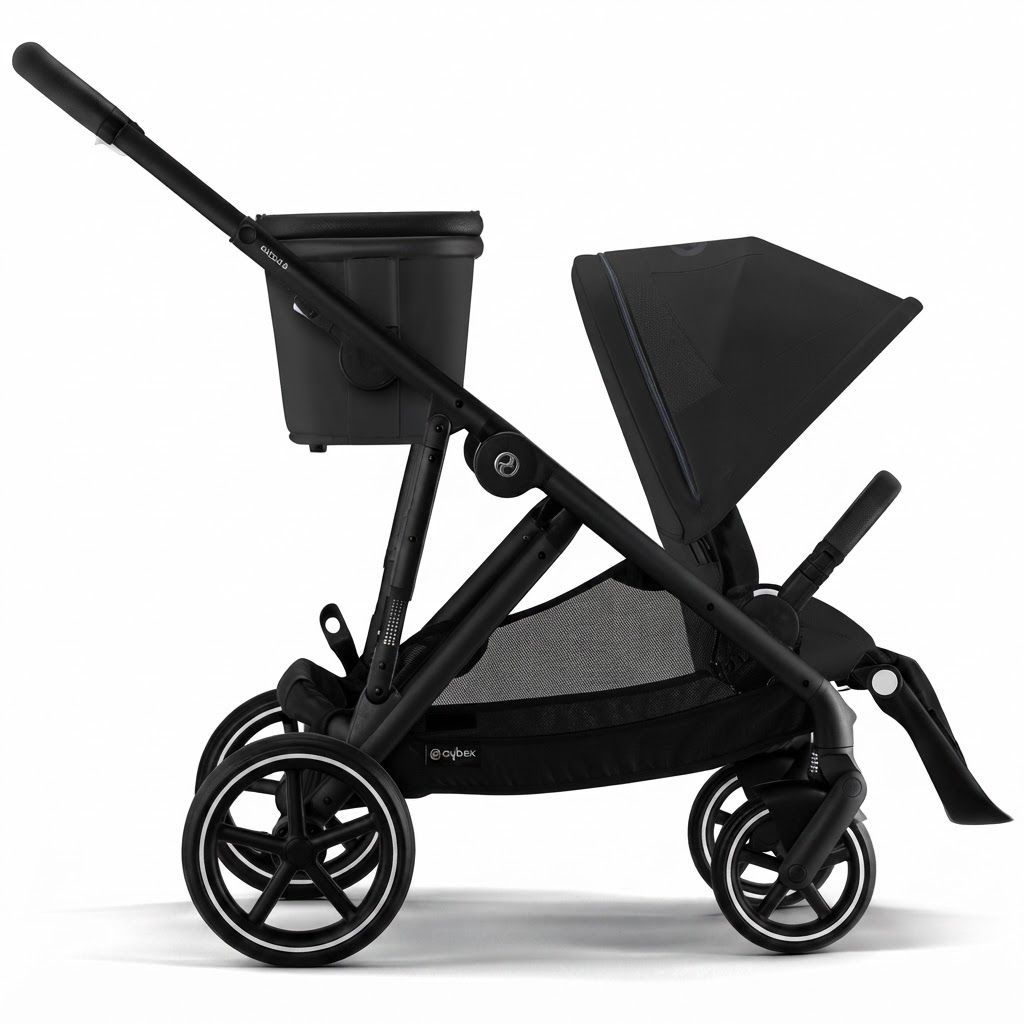 Cybex Gold Gazelle S Versatile Convertible Double Stroller, XXL Sun Canopy, Over 20 Configurations, Adapts as Your Family Grows, Smooth Comfortable Ride | Moon Black 