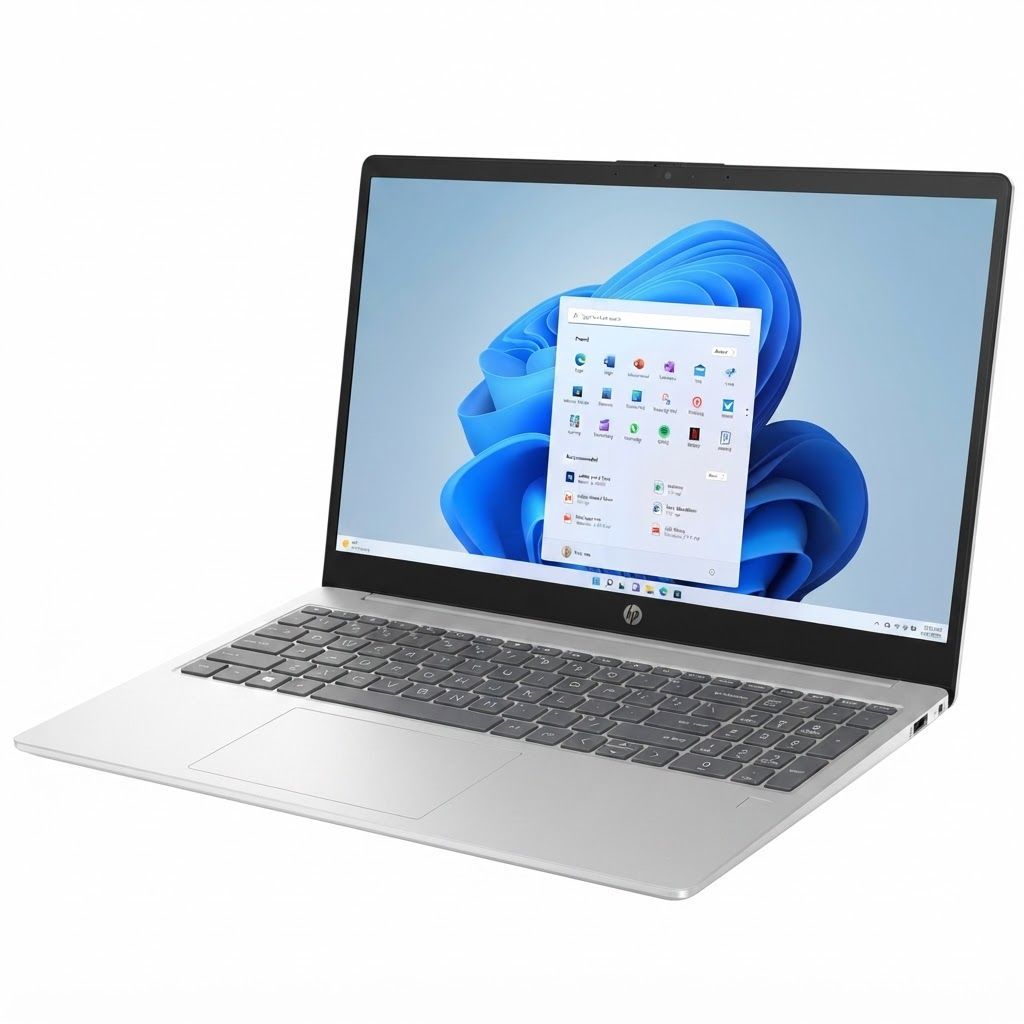 HP 15.6-Inch AI Laptop 2026 Model - Intel Core Ultra 5 225U, 24GB RAM, 512GB SSD, Windows 11, English & Arabic Keyboard | Silver - D36D3EA
