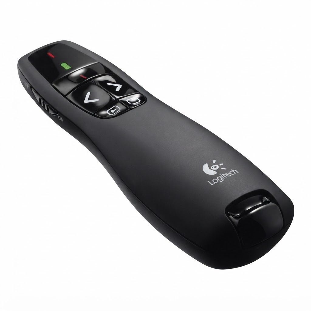 Logitech R400 Wireless Presentation Remote with Red Laser Pointer, Intuitive Slideshow Controls Compatible with PC