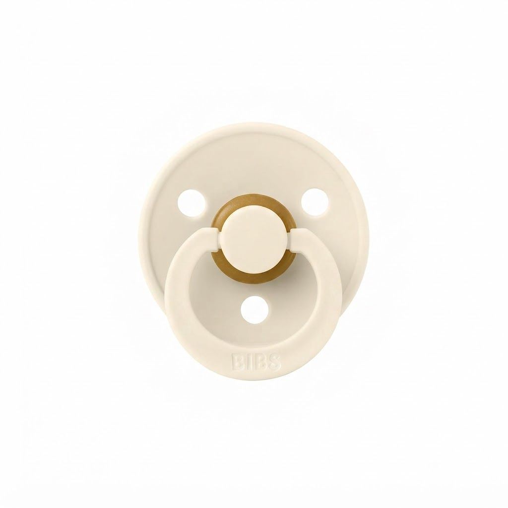 BIBS Latex Pacifier Colour Size 1 0+ Months 2 Pack, Round And Soft Nipple, Anti-Irritation Shield, Skin-Like Softness, Flexible And Durable - Taupe/Scuba
