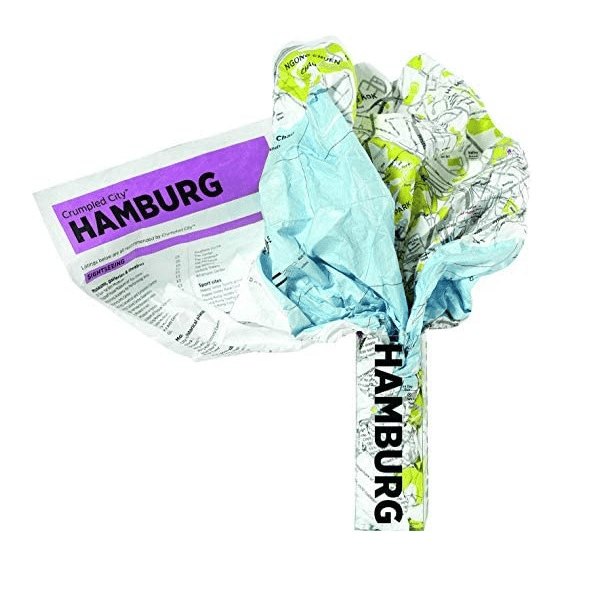 Palomar Crumpled City Map Hamburg, Waterproof Non-Woven Fabric Travel Map, Lightweight, Tear & Puncture Resistant