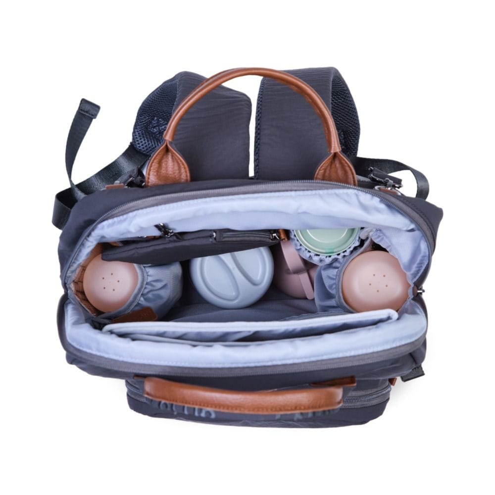 Childhome Signature Urban Family Club Backpack, Large Capacity, 11 Compartments, Insulated Pockets, Changing Mat Included - Dark Gray