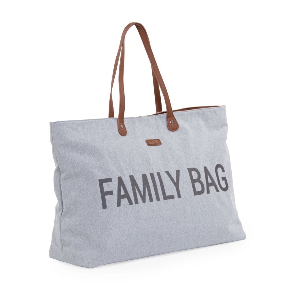 Childhome Canvas Nursery Family Bag, Large And Stylish Travel Bag, Detachable Pocket, Closes Easily Via Magnet - Gray