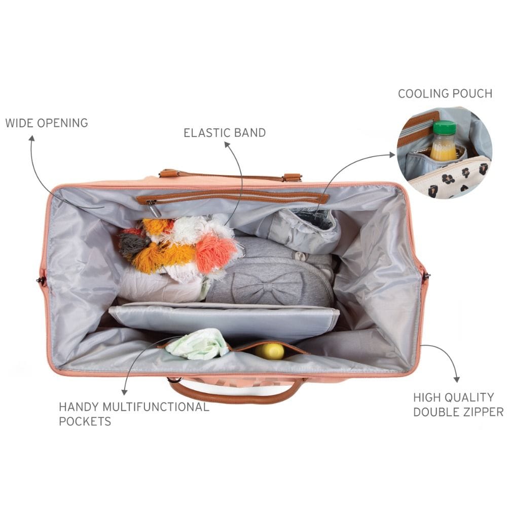Childhome Big Mommy Bag, Multi-functional, Full Of Accessories, Ultra Practical, Large Capacity, Easy To Clean - Pink