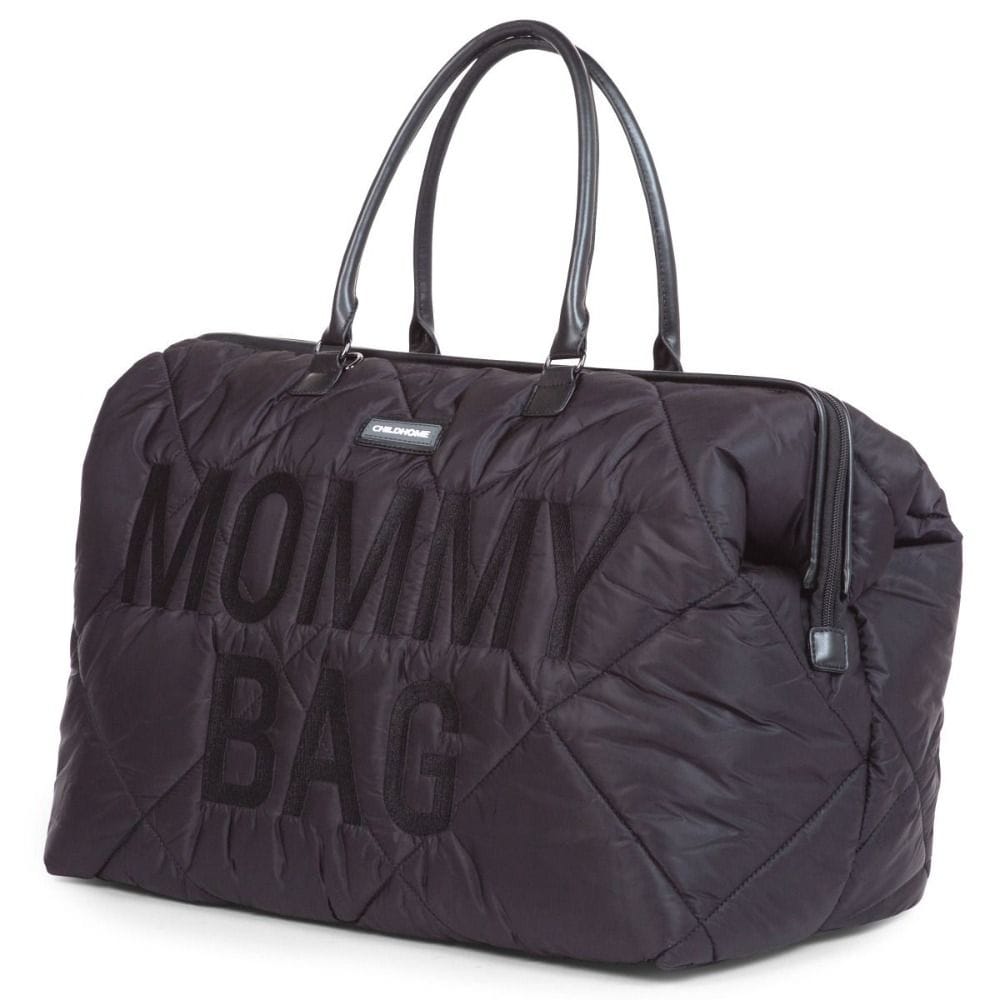 Childhome Big Mommy Bag, Multi-purpose, Full Of Accessories, Ultra Practical, Large Capacity, Easy To Clean - Puffered Black