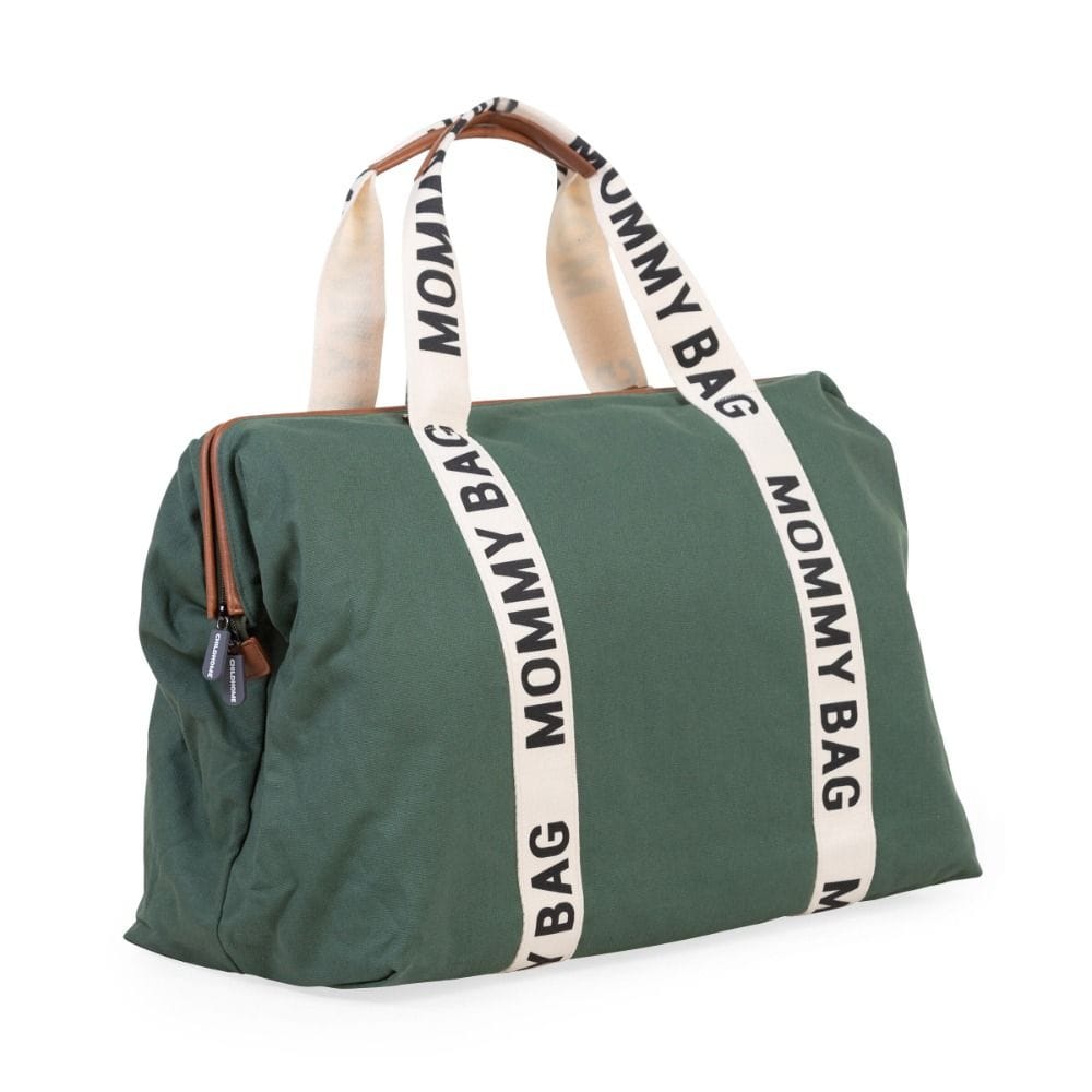 Childhome Signature Canvas Mommy Bag, Multi-purpose, Full Of Accessories, Ultra Practical, Large Capacity, Easy To Clean - Green