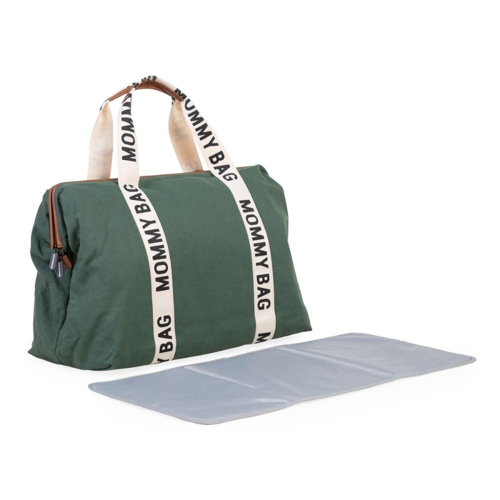 Childhome Signature Canvas Mommy Bag, Multi-purpose, Full Of Accessories, Ultra Practical, Large Capacity, Easy To Clean - Green