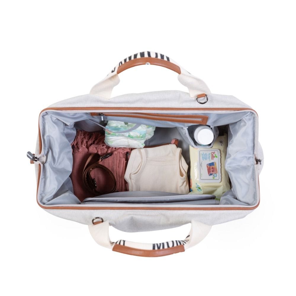 Childhome Signature Canvas Mommy Bag, Multi-purpose, Full Of Accessories, Ultra Practical, Large Capacity, Easy To Clean - Off-White