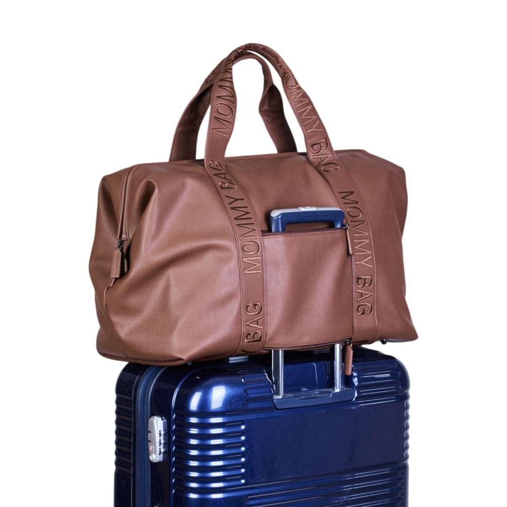 Childhome Signature Simili Mommy Bag, Special Zipper, Original Belgian Design, Easy To Clean - Dark Brown