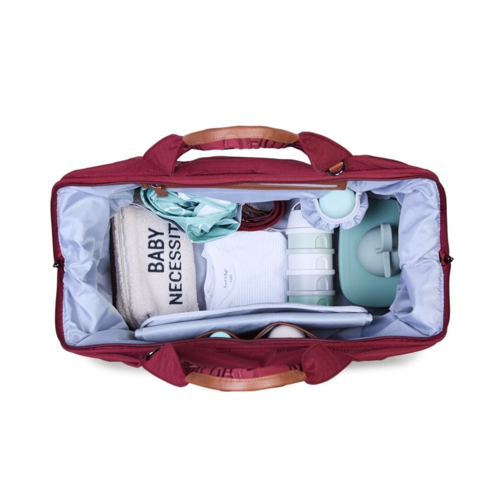 Childhome Signature Urban Mommy Bag, Multi-purpose, Full Of Accessories, Ultra Practical, Large Capacity, Easy To Clean - Burgundy