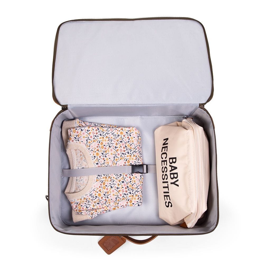 Childhome Canvas Mini Traveller Kids Suitcase, Soft Teddy Fabric, Adjustable Shoulder Strap, Easy To Carry - Kaki