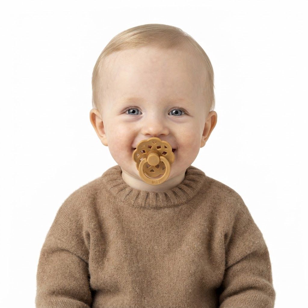 عبوة من لهايتين BIBS بوهم مقاس 1، لعمر +0 أشهر، حلمة من اللاتكس المطاطي الطبيعي، انتقال سلس للرضاعة، تصميم واقٍ لطيف - بني فاتح / وردي فاتح