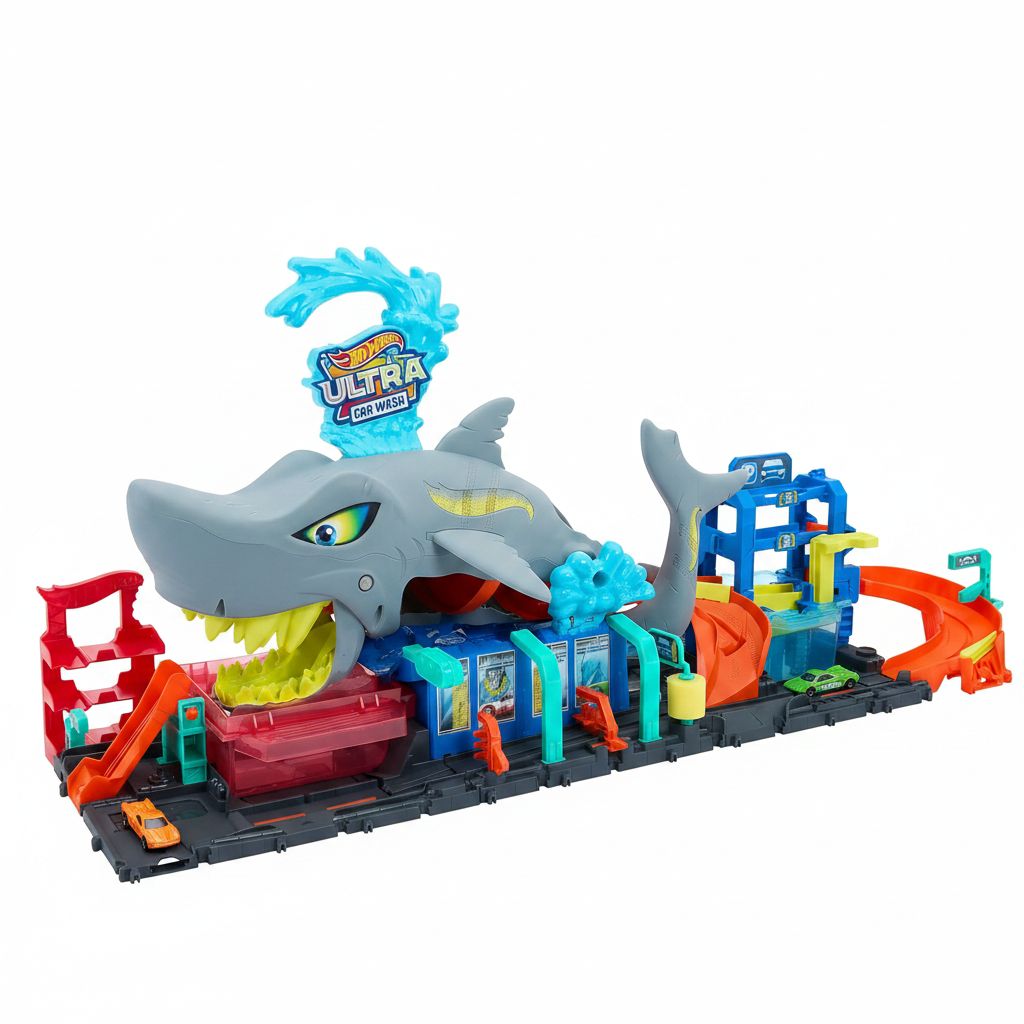 Hot Wheels City Shark Wash Station - Color Reveal Fun with 1:64 Car