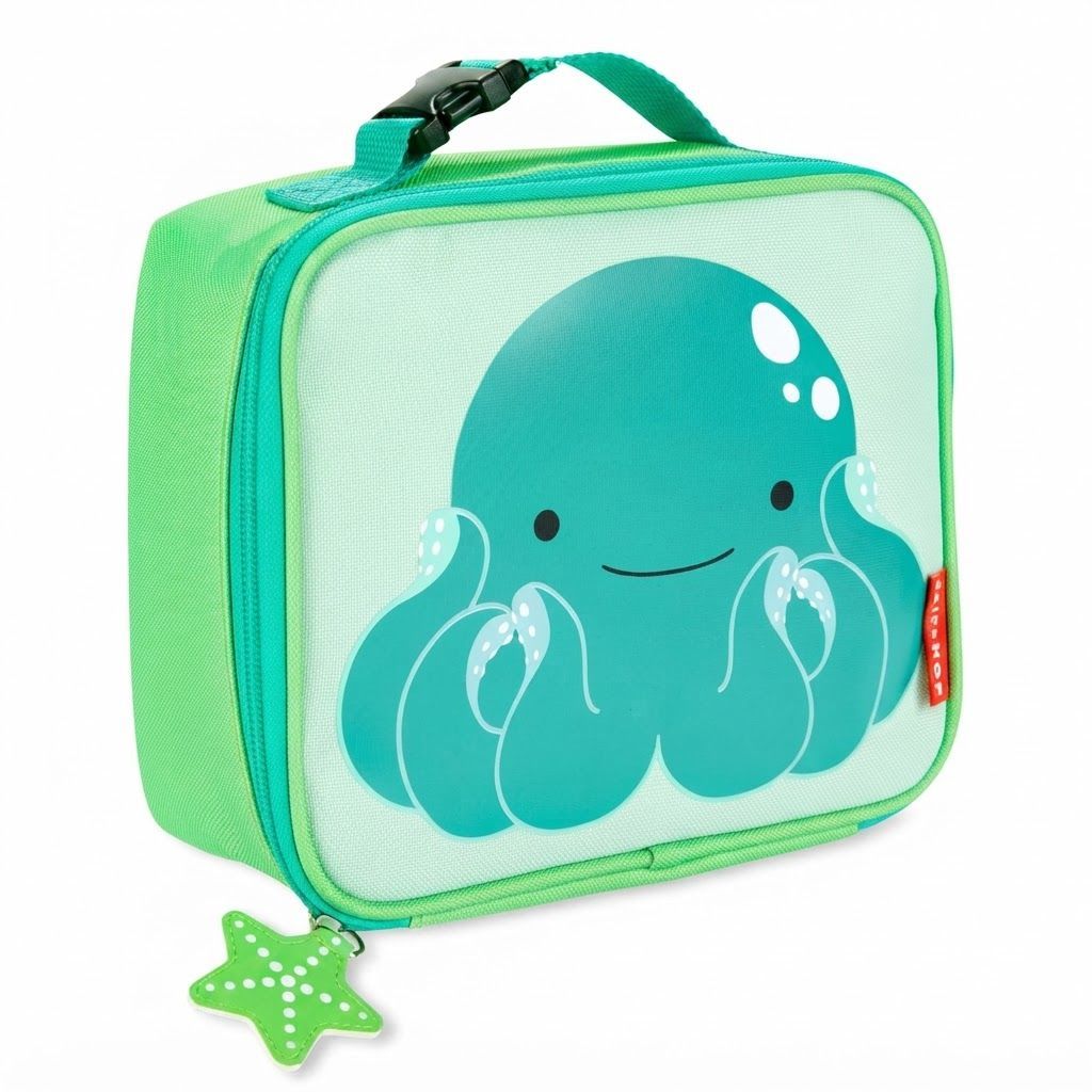 Skip Hop Zoo Octopus Lunch Bag 3+ Years, Spacious and Lightweight Lunchbox With Mesh Bottle Pocket, Easy-Carry Handle, Secure Flap Closure - Multicolour
