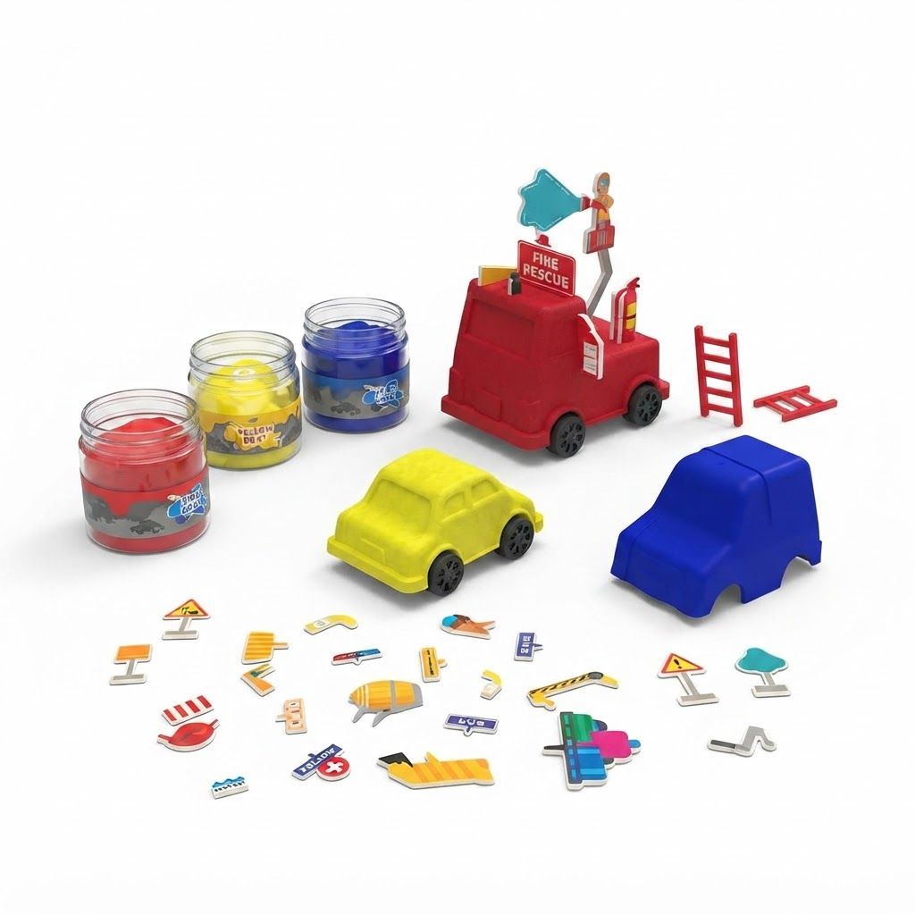 Skillmatics Sandeezy Pretend Play Set – Build Your Own Cars, Trucks & More, Non-Toxic Mess-Free Sens