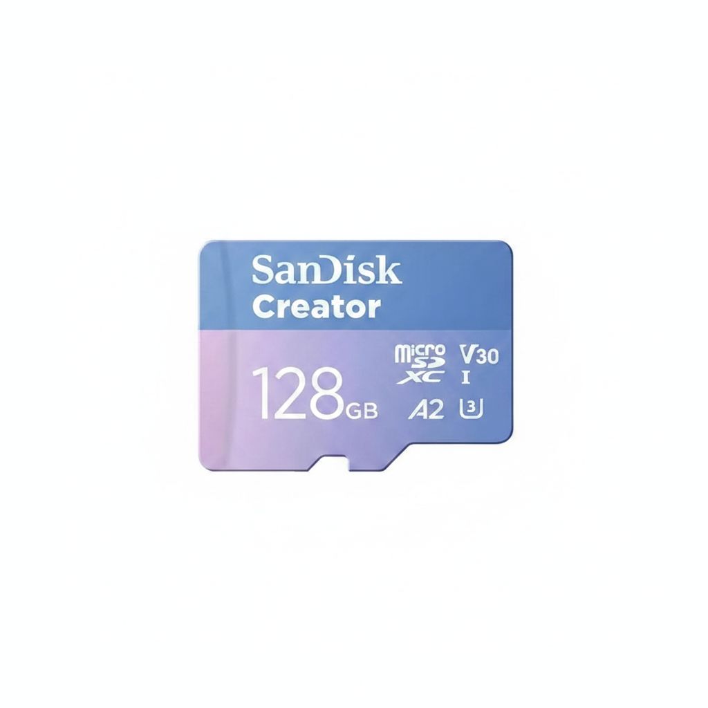 سانديسك كرييتور microSD سعة 128 جيجابايت مع محول، بسرعة قراءة تصل إلى 190 ميجابايت/ثانية، أزرق