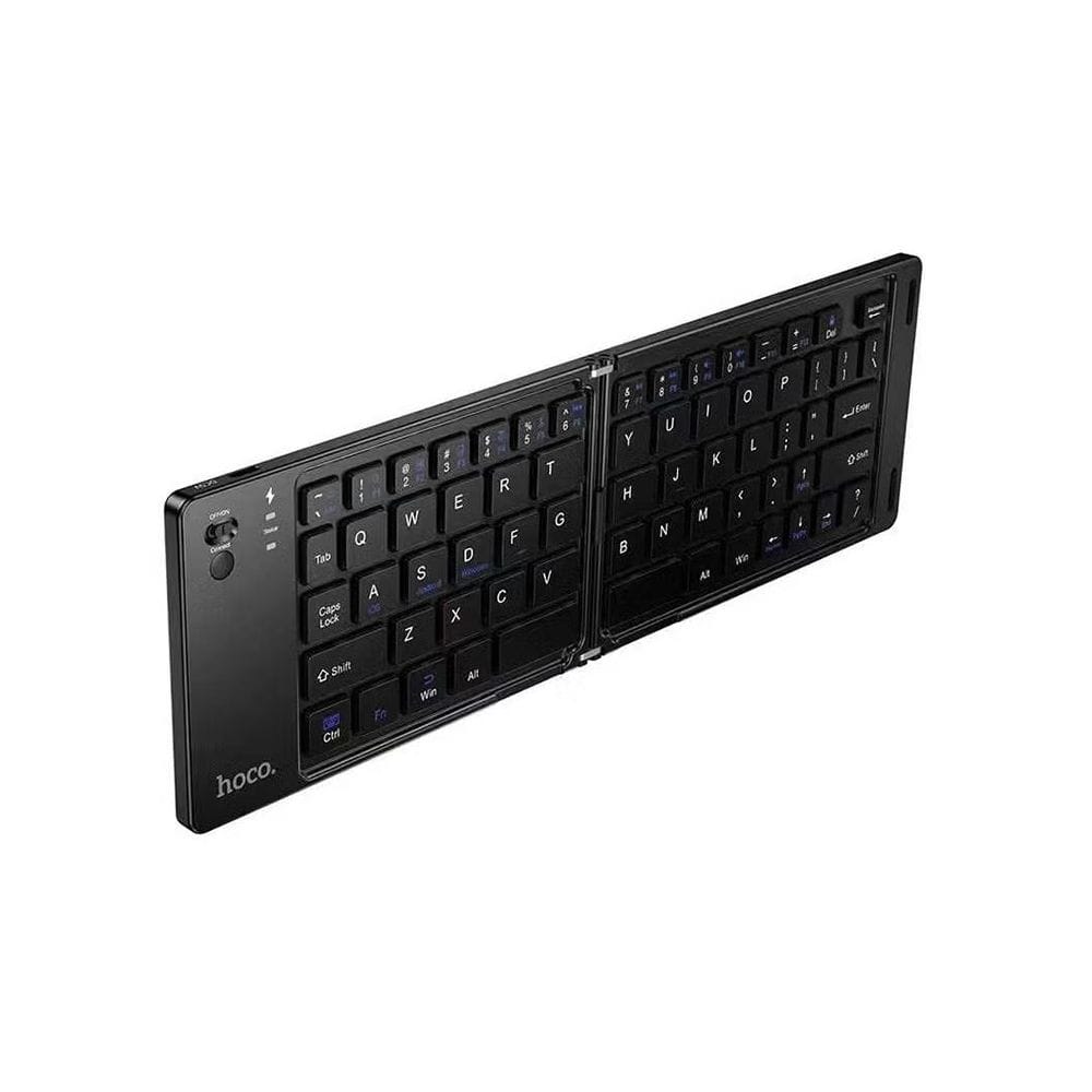 HOCO D181 Foldable Wireless Bluetooth Keyboard, Portable Compact Keyboard for Tablets, Smartphones & Laptops - Black