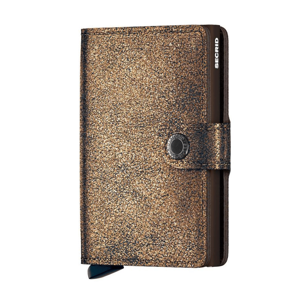 Secrid MG Bronze Miniwallet, RFID Card Wallet, Holds 8-10 Cards, Metallic Bronze Finish, Snap Closure