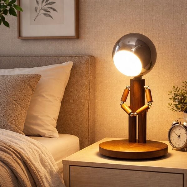 مصباح قمر فاخر قابل للتعديل مع خاصية الإيقاف المؤقت، مصباح طاولة LED برأس قمر مغناطيسي قابل للتحريك، إضاءة ديكورية فنية، 12.2 بوصة، ديكور منزلي، غرفة نوم ومكتب