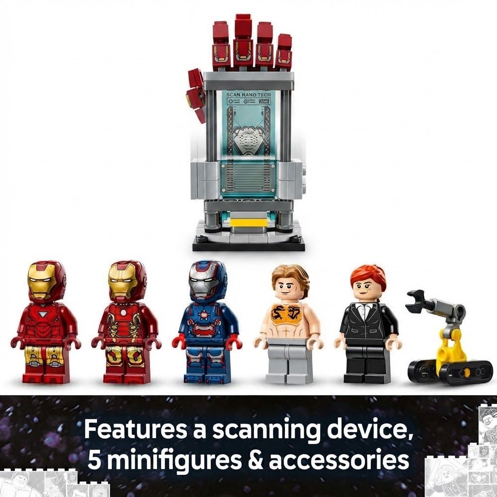 LEGO Marvel Iron Man's Laboratory: Hall of Armour Building Set, Avengers Toy 8+ years