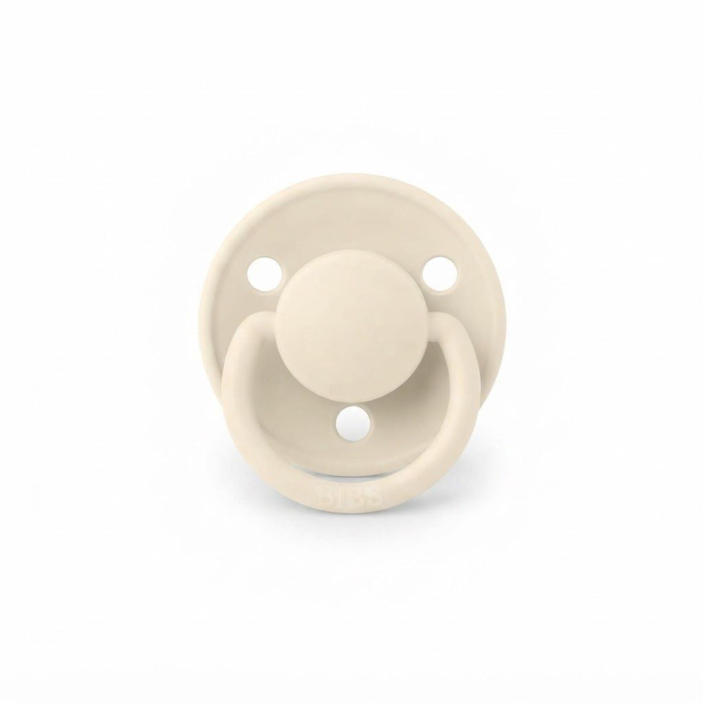 BIBS De Lux Pacifiers Size 1 0-3 Years 2 Pack, Soothing Silicone Nipple, Anatomical Shape, Lightweight And Breathable Design - Cloud/Black