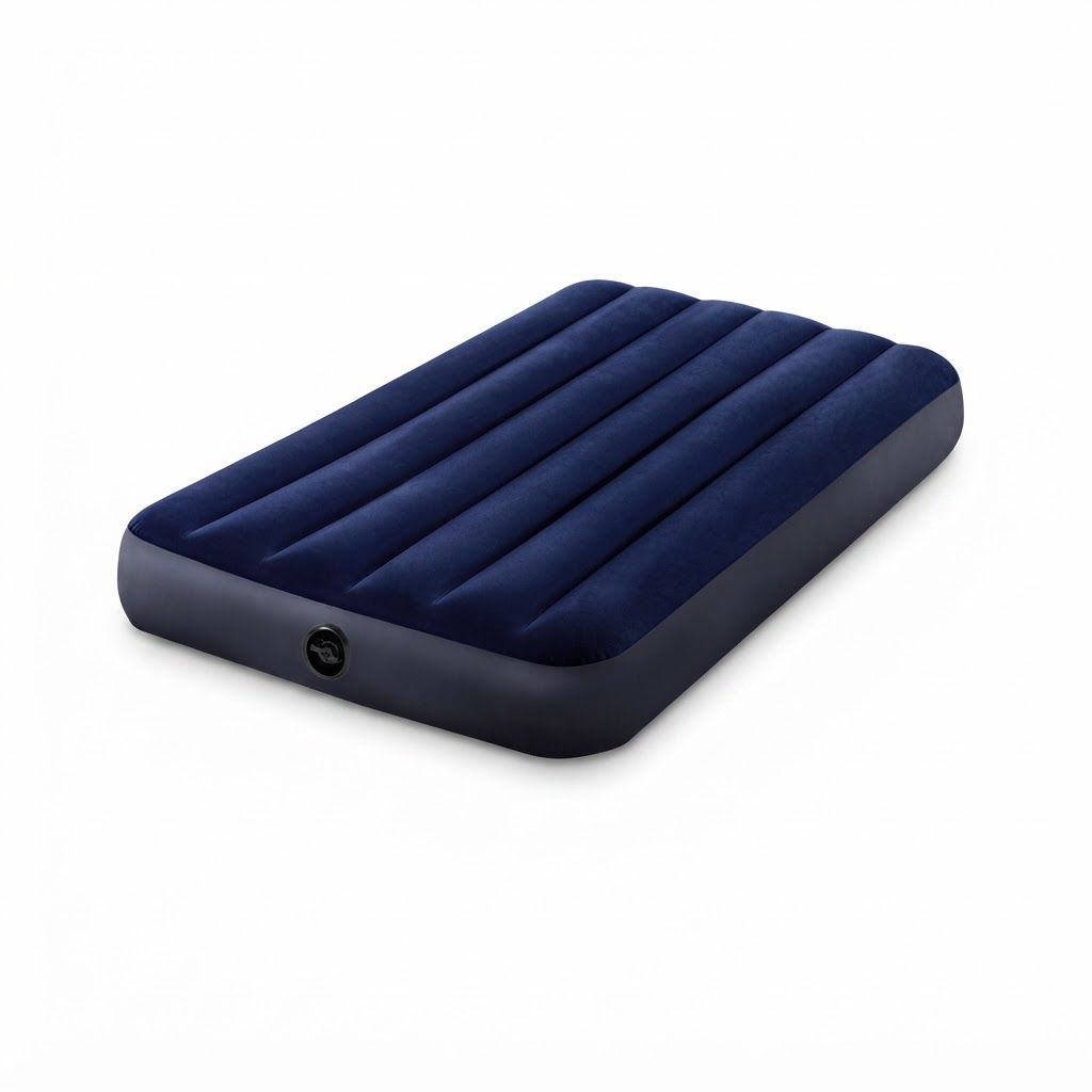 Intex Dura-Beam Classic Downy Airbed, 25cm High Inflatable Mattress, Waterproof Flocked Top, Fiber-Tech Technology, Blue