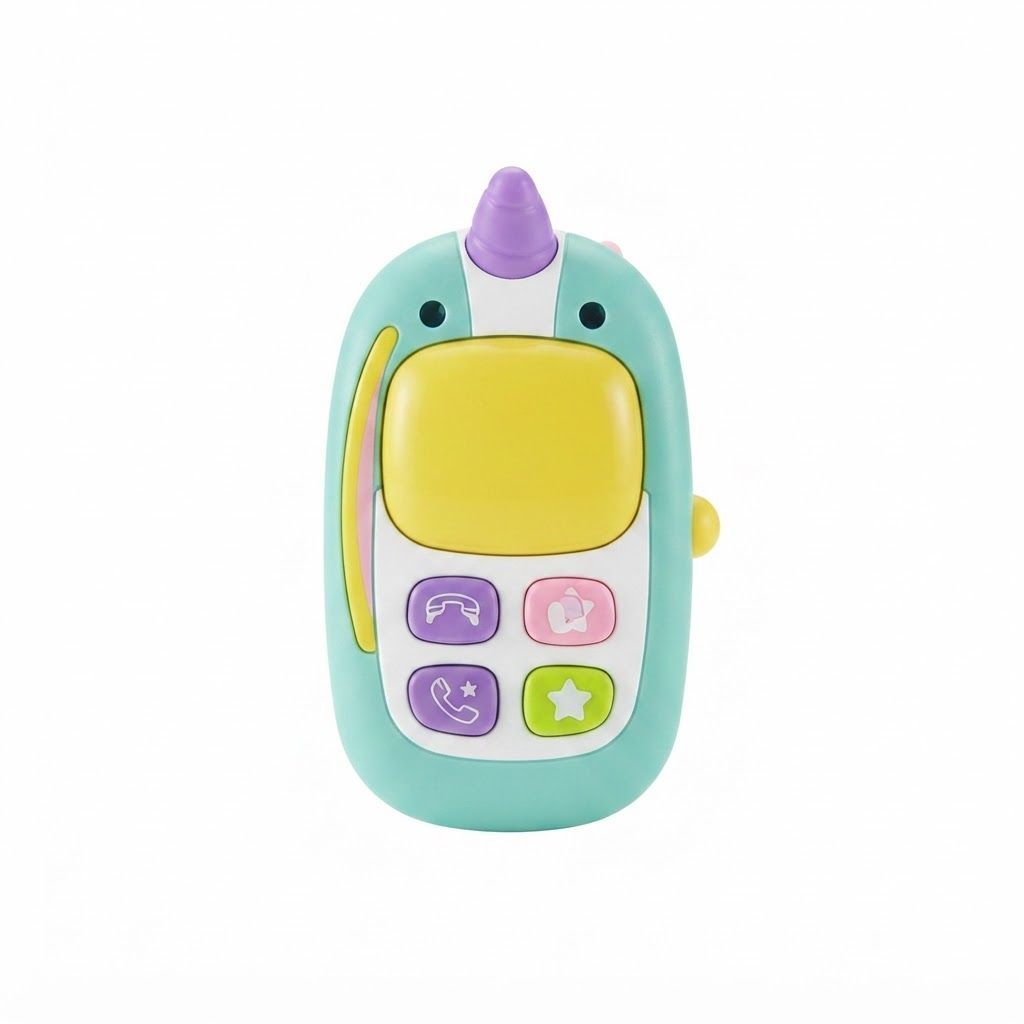 Skip Hop Zoo Unicorn Phone Toy 6+ Months, Press Nose To Light-up Dino's Spikes, Helps Develop Fine Motor Skills, Easy-Grip Handle For Little Hands - Multicolour