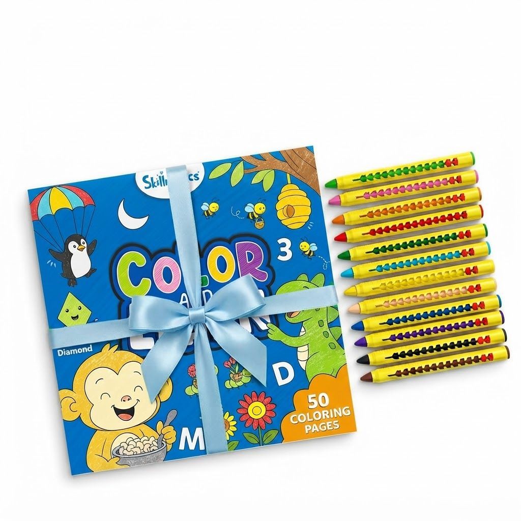 Skillmatics Color & Learn Activity Book for Kids, Letters, Numbers, Phonics & Shapes, 50+ Learning Activities, Multicolour