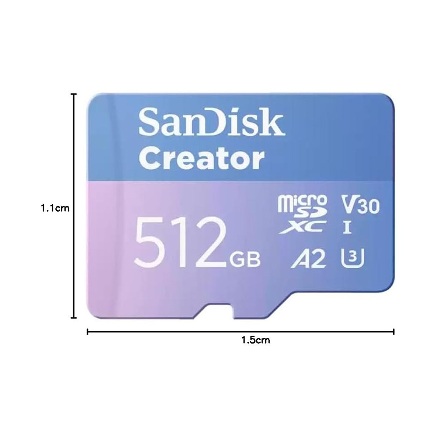 سانديسك كرييتور microSD سعة 512 جيجابايت مع محول، بسرعة قراءة تصل إلى 190 ميجابايت/ثانية وكتابة 130 ميجابايت/ثانية، أزرق