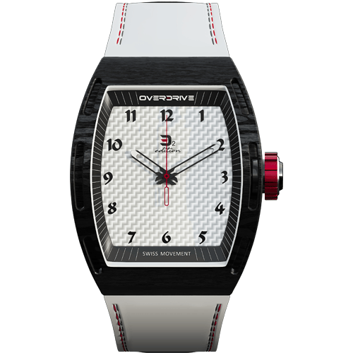 Overdrive D2 Edition D2-DFC-EBW Watch, 40mm Carbon Fiber Case, Swiss Ronda 763H3 Quartz Movement, K1 Mineral Glass, Rubber Strap, 50m Water Resistant