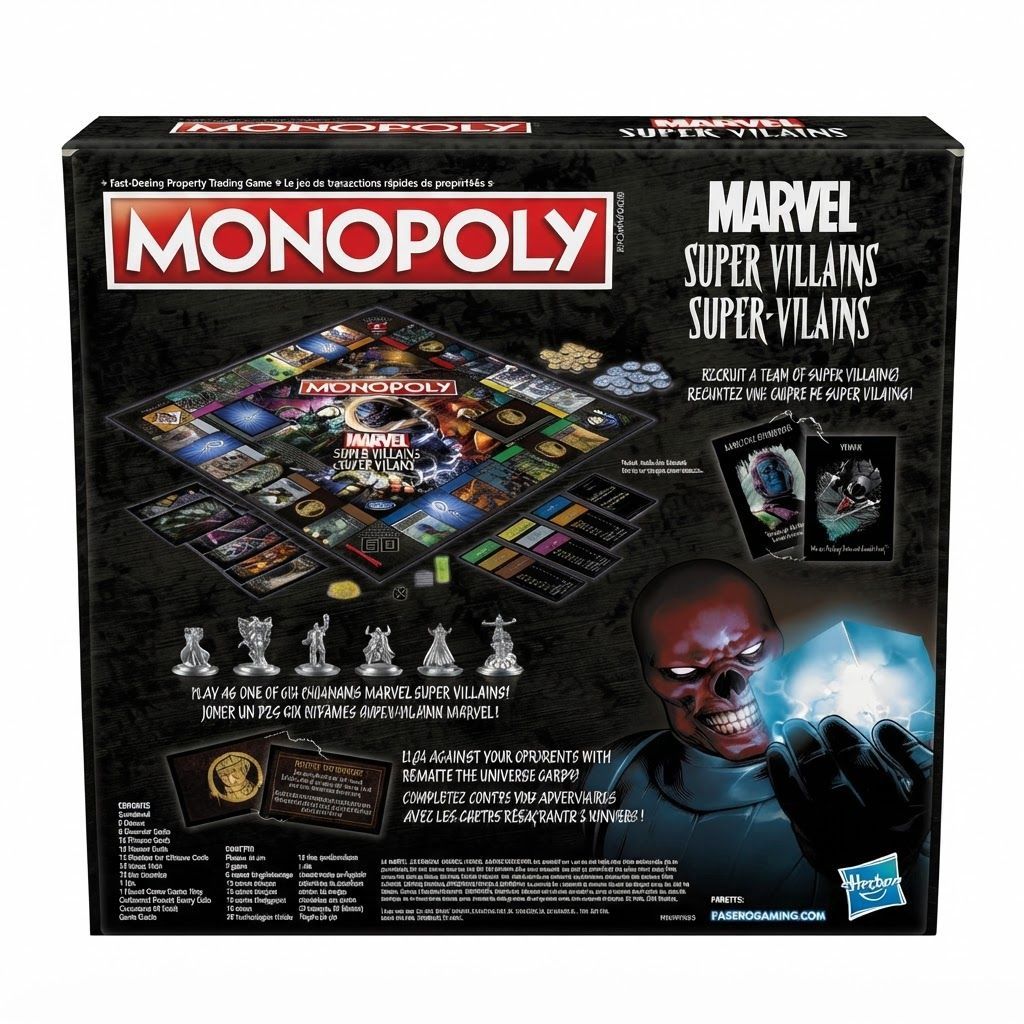 Monopoly: Marvel Super Villains Edition Board Game - Featuring 6 Iconic Villain Tokens, Strategy  8 Years and Up, 2-6 Players
