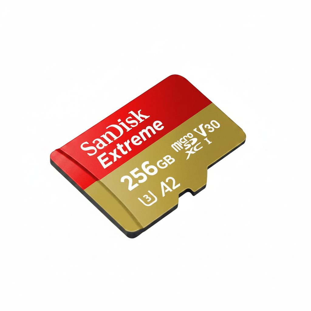 سانديسك إكستريم microSD UHS-I سعة 256 جيجابايت، بسرعة قراءة 190 ميجابايت/ثانية وكتابة 130 ميجابايت/ثانية لتصوير فيديو 4K، أحمر/ذهبي