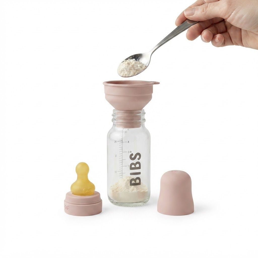 BIBS Baby Glass Bottle With Complete Set 0+ Months 225ml, Ergonomic And Practical Design, Ensures Long-Lasting Use, Slow-Flow Nipple - Ivory
