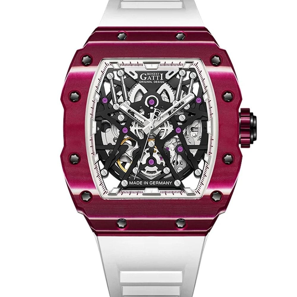 Bonest Gatti BG-9906 Automatic Watch, Carbon Fiber & Titanium Alloy Case, CITIZEN BT16-O5G Movement, 42-Hour Power Reserve, Synthetic Sapphire Crystal, Fluororubber Strap