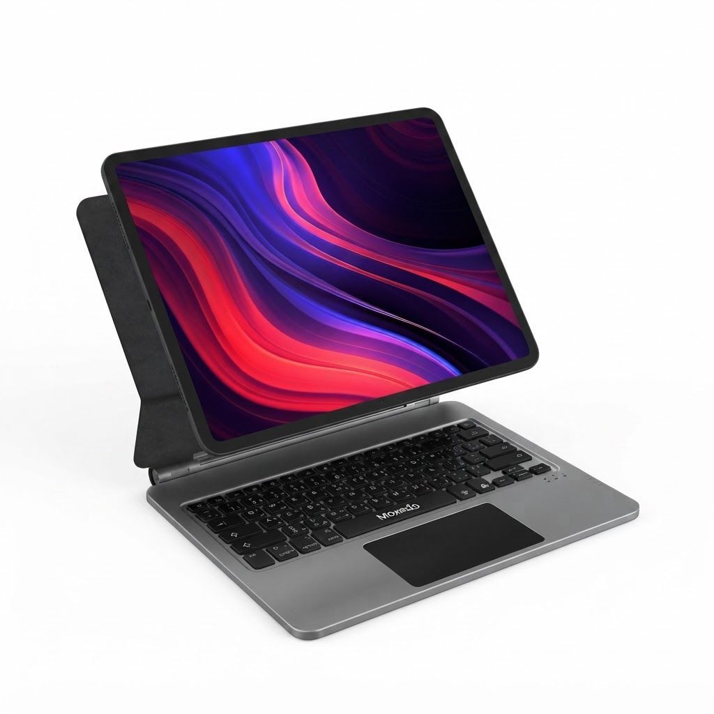 Moxedo Magic Wireless Keyboard Case for iPad Pro 13-Inch (2024), Arabic & English Keyboard, Multi-Touch Trackpad, Detachable Bluetooth Design | Black - KB011-13PR