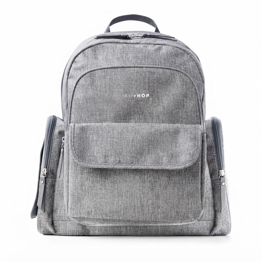 Skip Hop Luna Diaper Backpack, Spacious And Highly Organized Storage, Dedicated Functional Pockets, Includes Cushioned Changing Pad -  Gray