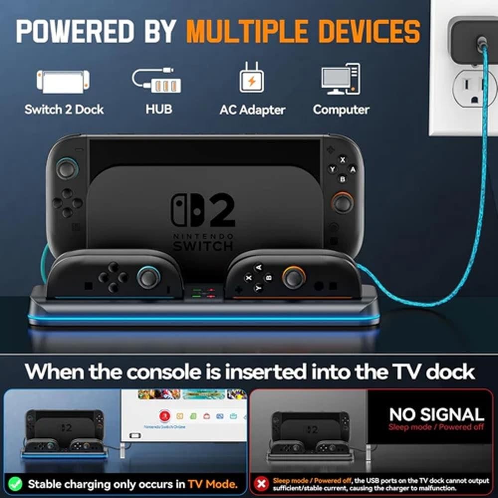 Nintendo Switch 2 Controller Charging Dock, Dual Controller Fast Charging Station, LED Charging Indicators, USB-C Powered Dock | 6972861542057