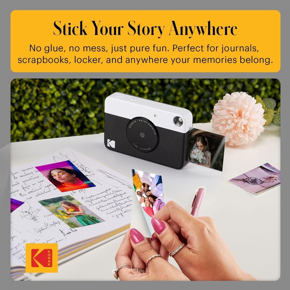 Kodak Printomatic Instant Print Camera, 5MP Sensor, Wide-Angle f/2 Lens, Instant 2x3-Inch ZINK Photo Printing, Auto Flash & MicroSD Support | Black - 840102197754