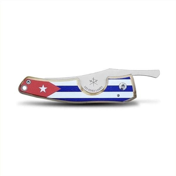 Les Fines Lames Cigar Knife Flag Cuba Light, Premium Cigar Cutter with Cuba Flag Design, Portable Stainless Steel Cigar Cutting Tool