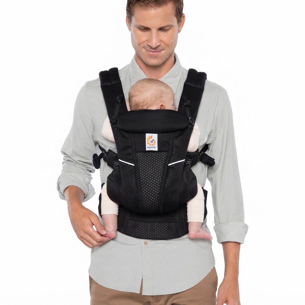 Ergobaby Omni Breeze Baby Carrier, Lightweight SoftFlex Mesh For Breathability, Lumbar Support For Added Back Comfort - Onyx Black