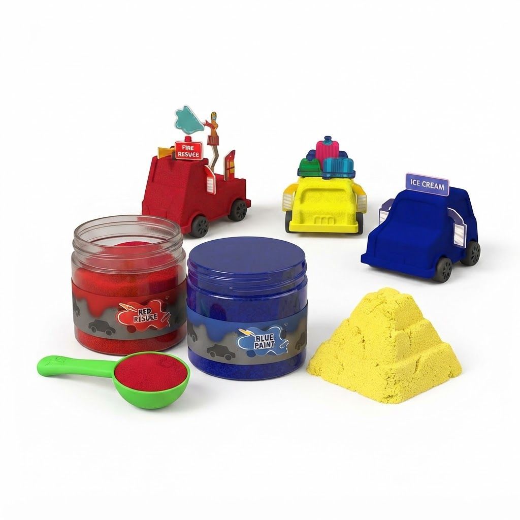 Skillmatics Sandeezy Pretend Play Set – Build Your Own Cars, Trucks & More, Non-Toxic Mess-Free Sens