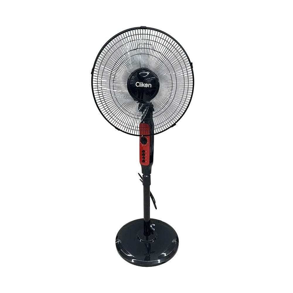 Clikon 16" Stand Fan, 45W, 3-Speed Control, Powerful Airflow, Adjustable Height, Wide-Angle Oscillation | Red/Black - CK2059