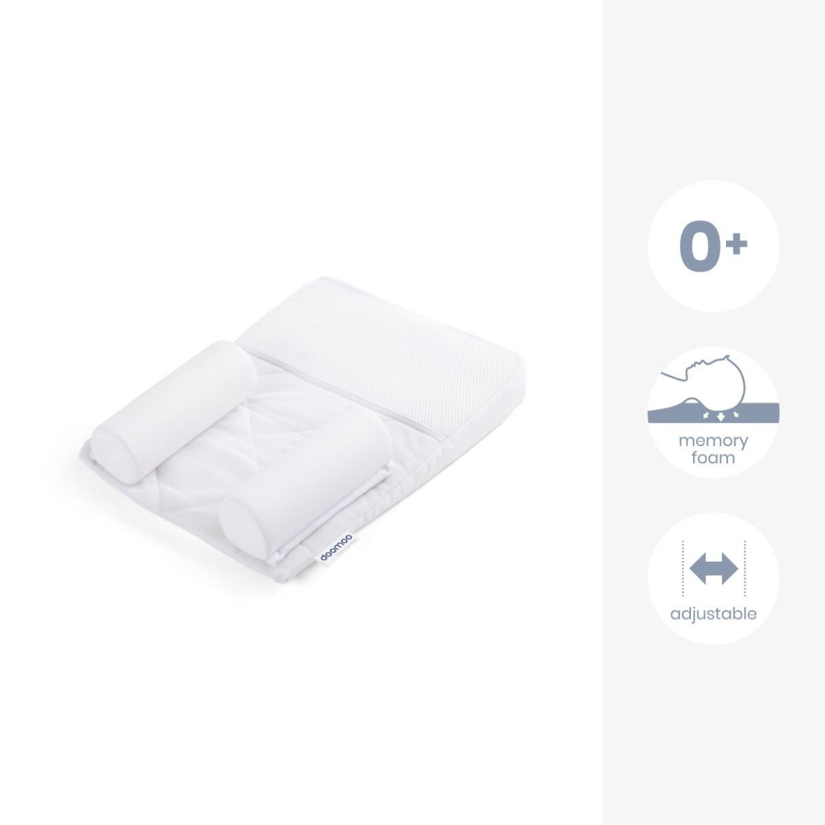 Doomoo Basics Supreme Sleep Small, Perfect Ventilation, Optimal Comfort, Provides Good Support, Prevents The Risk Of Flat Head - White