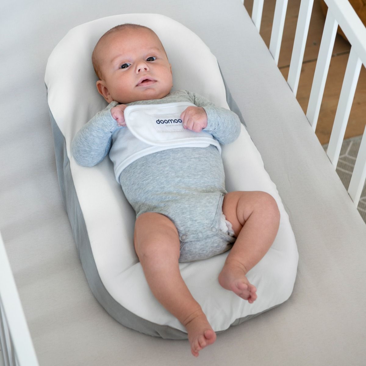Doomoo Basics Supreme Sleep Plus Cover, Soft Organic Cotton, Easy To Use And Washable, Fitted Sheet For Supreme Sleep Plus, Soft On Baby's Skin - White