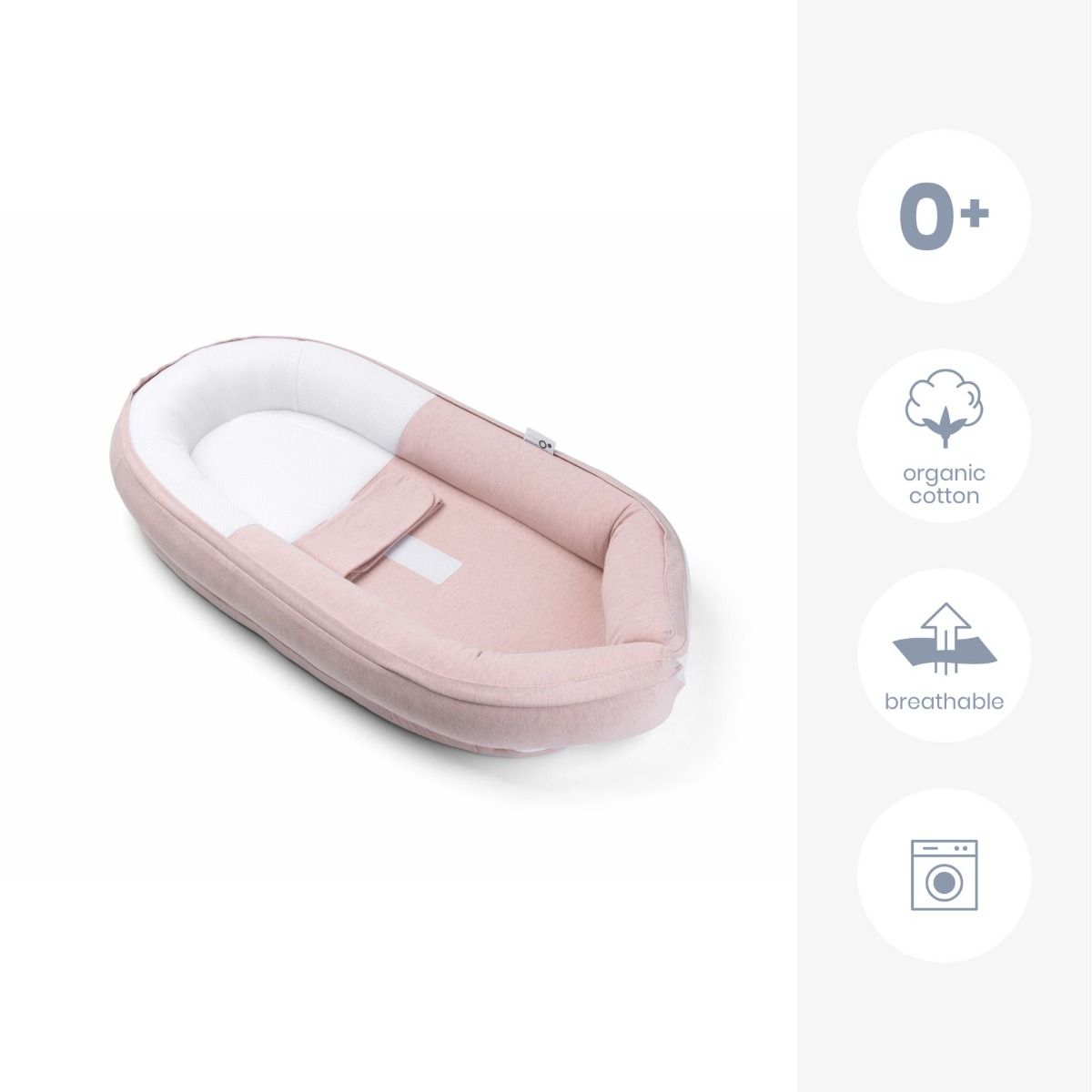 Doomoo Cocoon Babynest, Designed With Breathable 3D Mesh, Removable And Washable Cover, Supersoft, Organic Cotton - Chine Pink
